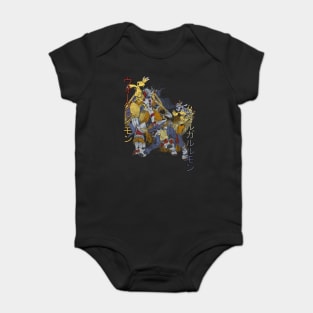 The Orange Dragon and the Cyborg Wolf Baby Bodysuit